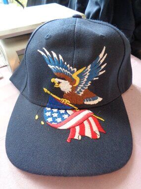 USA Eagle Flag Navy Blue Trucker Baseball Cap Hat